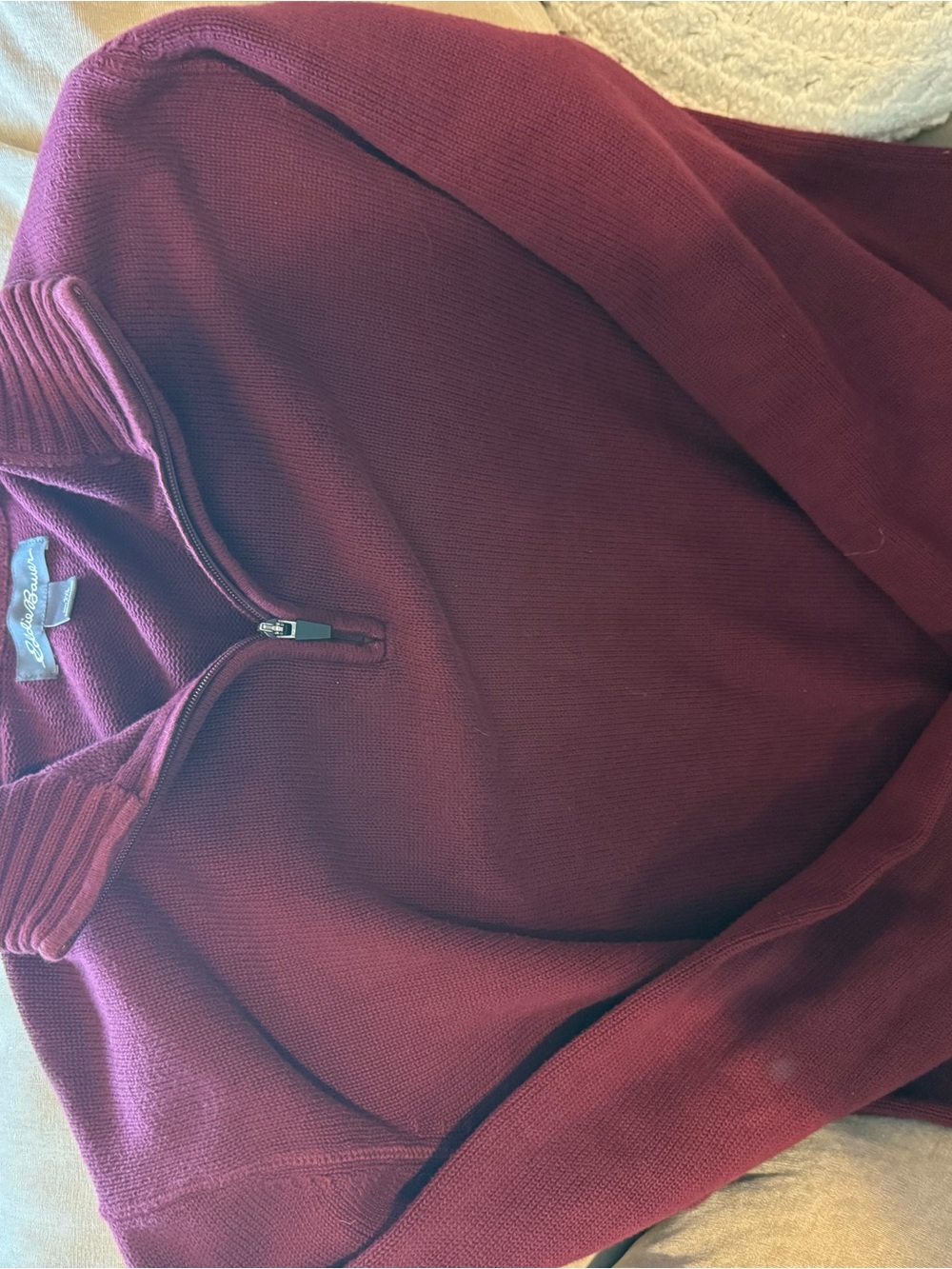 Eddie Bauer Maroon Quarter-Zip Sweater
